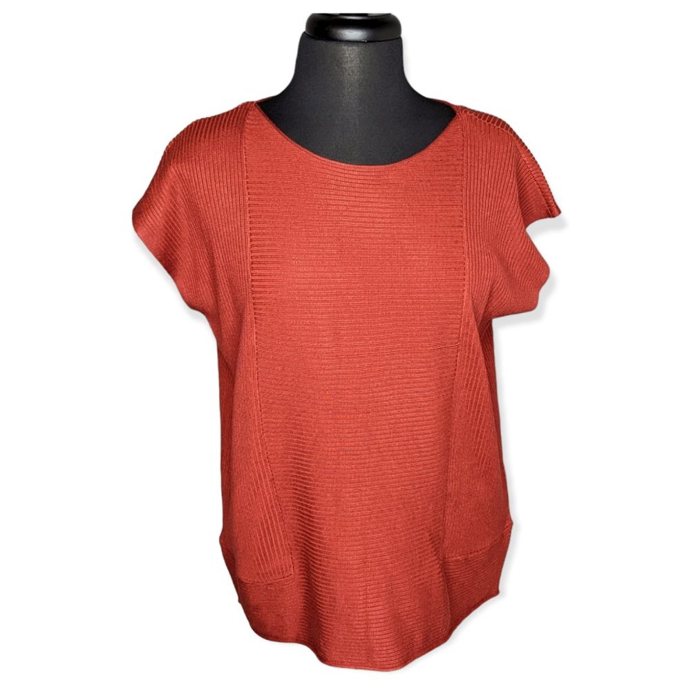 NWT Cable & Gauge Burnt Oak Short Sleeve Ribbed Top Size Medium